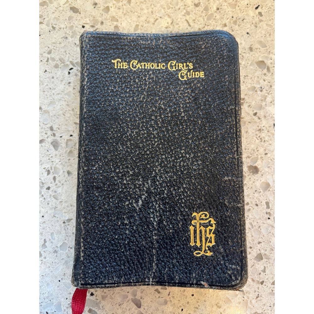 Vintage 1943 The Catholic Girls Guide Benziger Brothers Leather Prayer Book IHS
